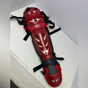 NEW! Mizuno Samurai Catcher Youth Red Leg pads Shin Guards 14.5”